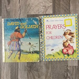 Vintage 1970s Little Golden Books - David and Goliath & Prayers for Children